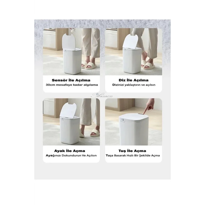  Akıllı Teknolojik Çöp Kutusu Otomatik Sensörlu Çöp Kutusu Piller Dahil Çöp Kovası 20L