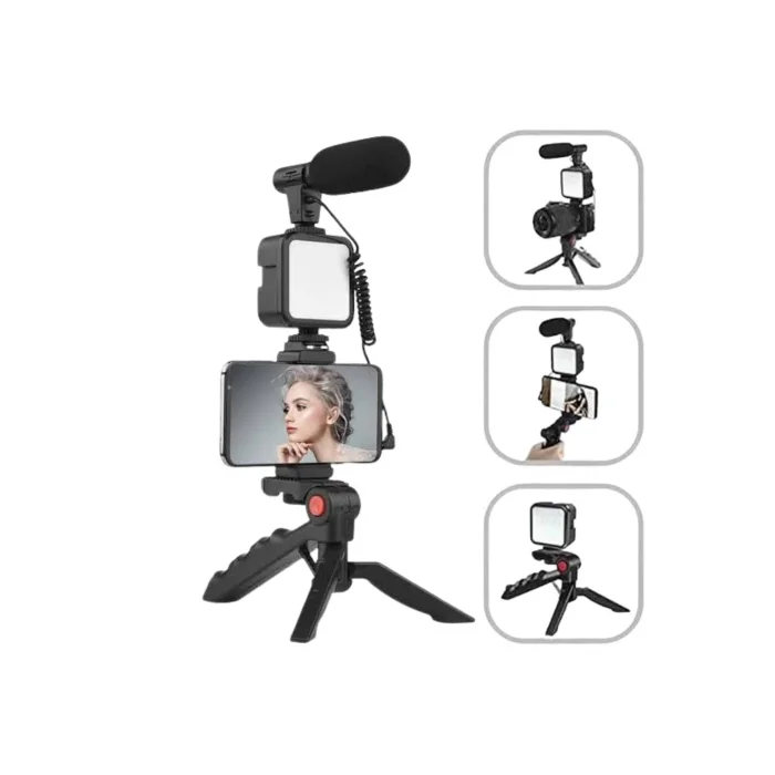 BUĞZ Akıllı Telefon Vlog Kiti Tripod Mini Mikrofonlu Telefon Tutucu