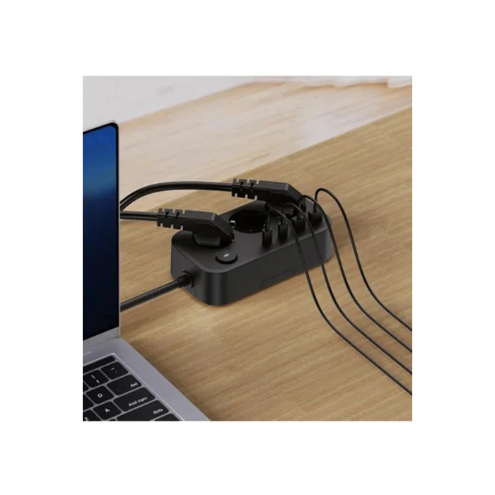 BUĞZ Akım Korumalı Priz 2 Usb + 2 Type-c Girişli 2 Metre Kablosu Anahtarlı Ve Duvara Monte Edilebilir