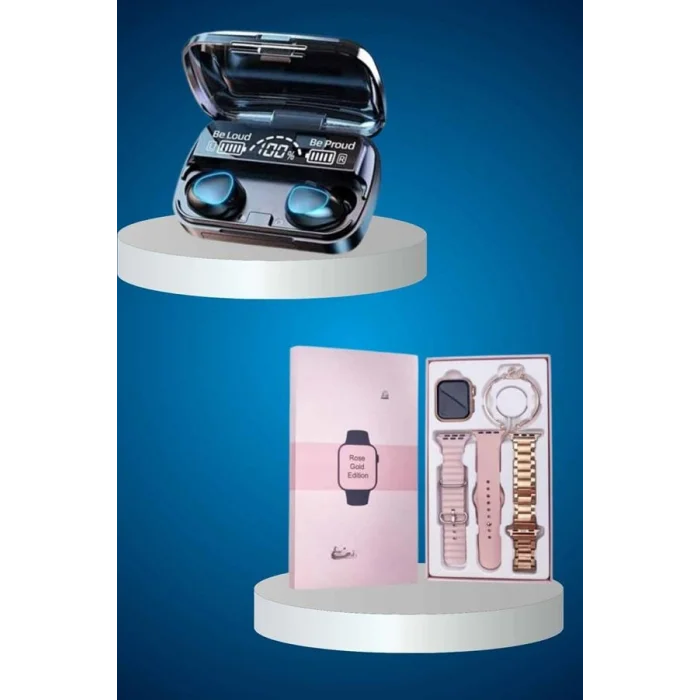 BUĞZ Aksesuar Hediyeli Akıllı Saat ve Dijital Göstergeli Powerbankli Bluetooth Kulaklık - BUĞZ