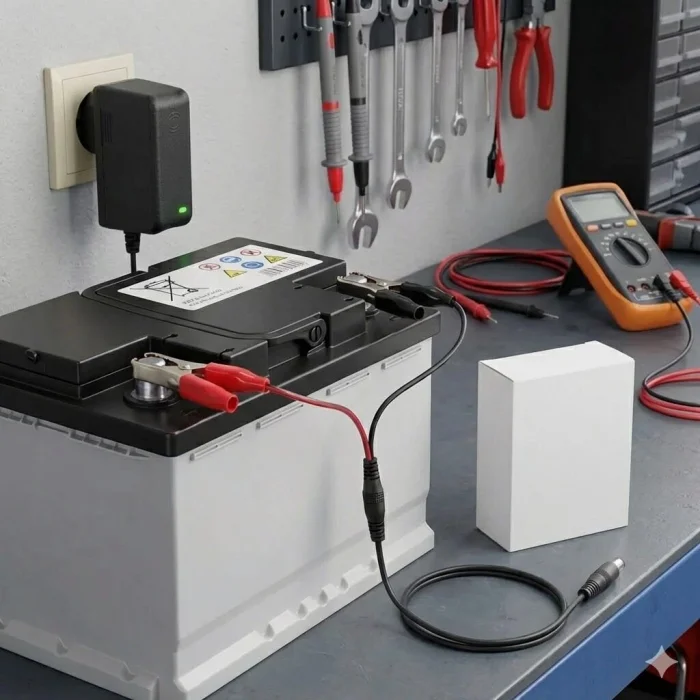 BUĞZ Akü Şarj Cihazı 12V 1.2A 14.4W Krokodil Uç Akü Şarj Adaptörü