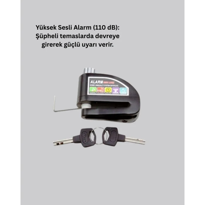 BUĞZ Alarm Sensörlü Disk Kilidi Motosiklet Scooter Bisiklet Güvenlik Yeni Nesil