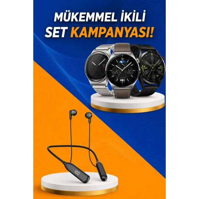 BUĞZ Alarm ve Titreşim Özellikli Akıllı Saat ve Mikrofonlu Kablolu Bluetooth Kulaklık 60 Saat