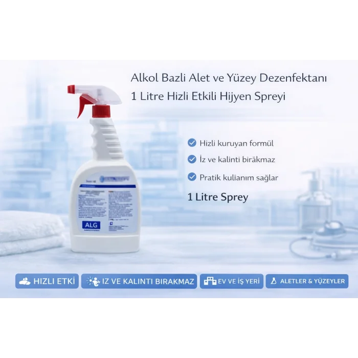BUĞZ Alkol Bazlı Alet ve Yüzey Dezenfektanı 1 Litre Hızlı Etkili Hijyen Spreyi 1 ADET