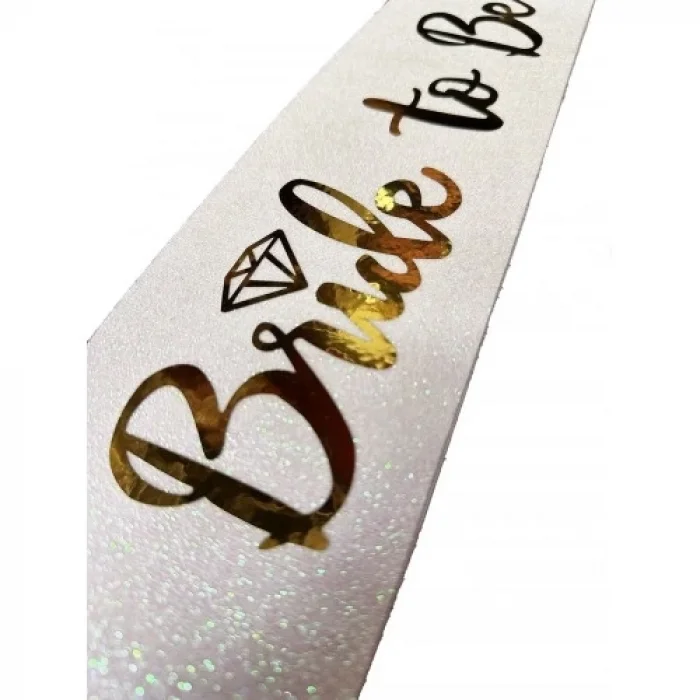  Altın Bride To Be Yazılı Beyaz Kuşak