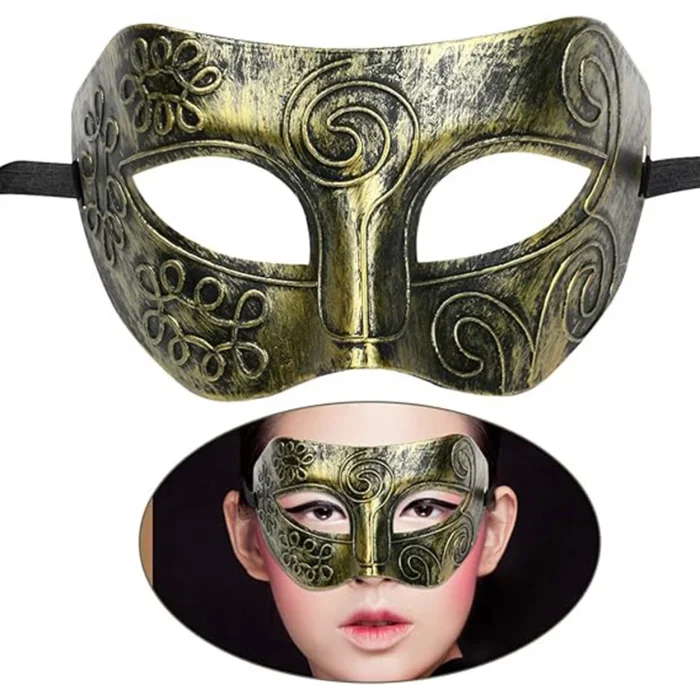  Altın Eskitme Yüz Maskesi - Antik Tarz Balo Maskesi