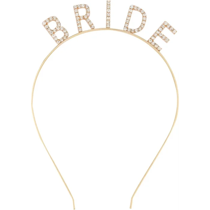 BUĞZ Altın Gold Renk Bekarlığa Veda Kristal Taş Bride Tacı İthal 16x10 Cm