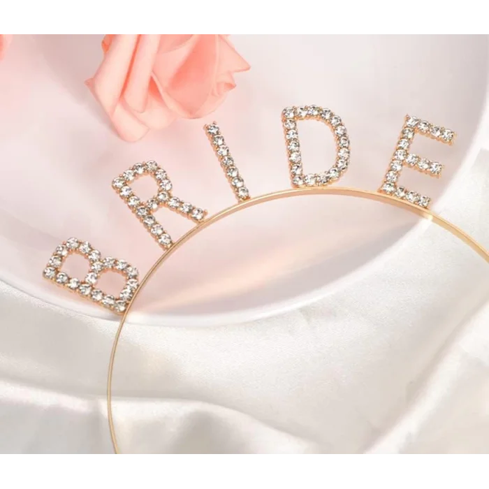  Altın Gold Renk Bekarlığa Veda Kristal Taş Bride Tacı İthal 16x10 cm
