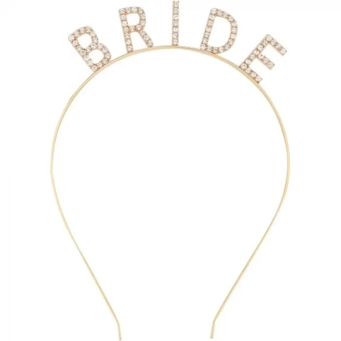  Altın Gold Renk Bekarlığa Veda Kristal Taş Bride Tacı İthal