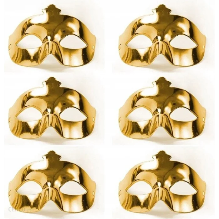 BUĞZ Altın Metalize Renk Düz Balo Parti Maskesi 6 Adet