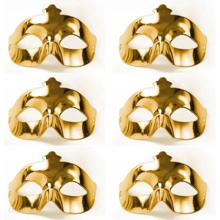 BUĞZ Altın Metalize Renk Düz Balo Parti Maskesi 6 Adet