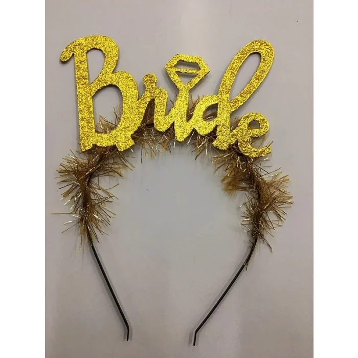 BUĞZ Altın Renk Bekarlığa Veda İtalik Yazı Alyanslı Bride Taç