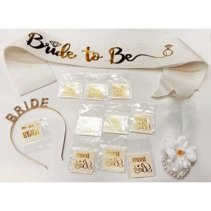  Altın Renk Bride Partisi Seti 13 Parça
