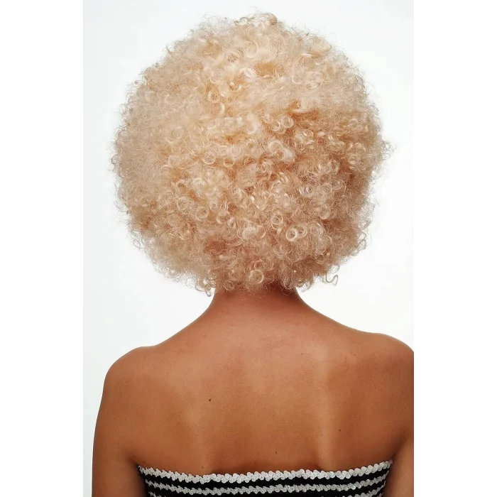  Altın Renk Kıvırcık Afro Bonus Peruk Saç Parti Peruğu Platin Gold