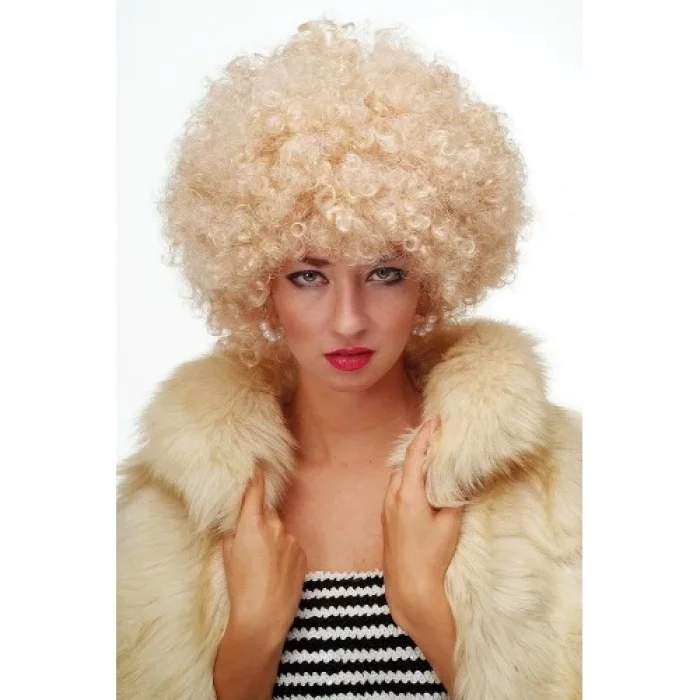  Altın Renk Kıvırcık Afro Parti Peruğu