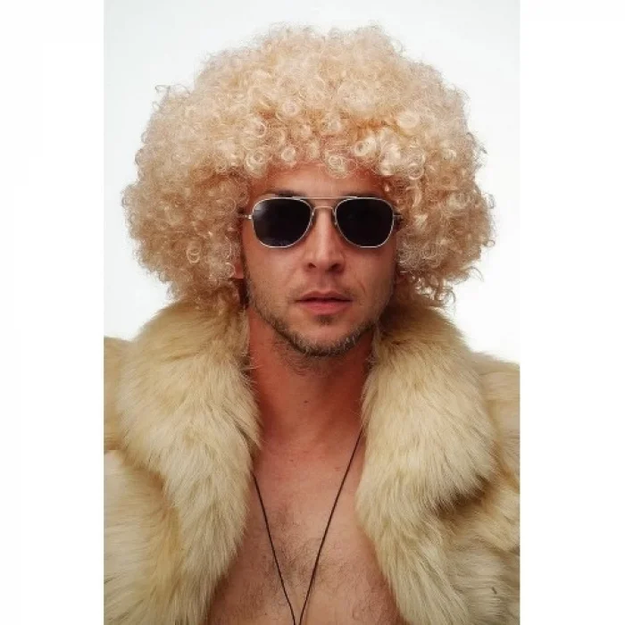  Altın Renk Kıvırcık Afro Parti Peruğu