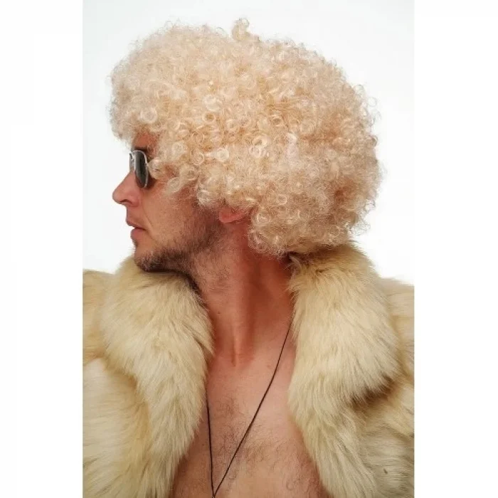  Altın Renk Kıvırcık Afro Parti Peruğu