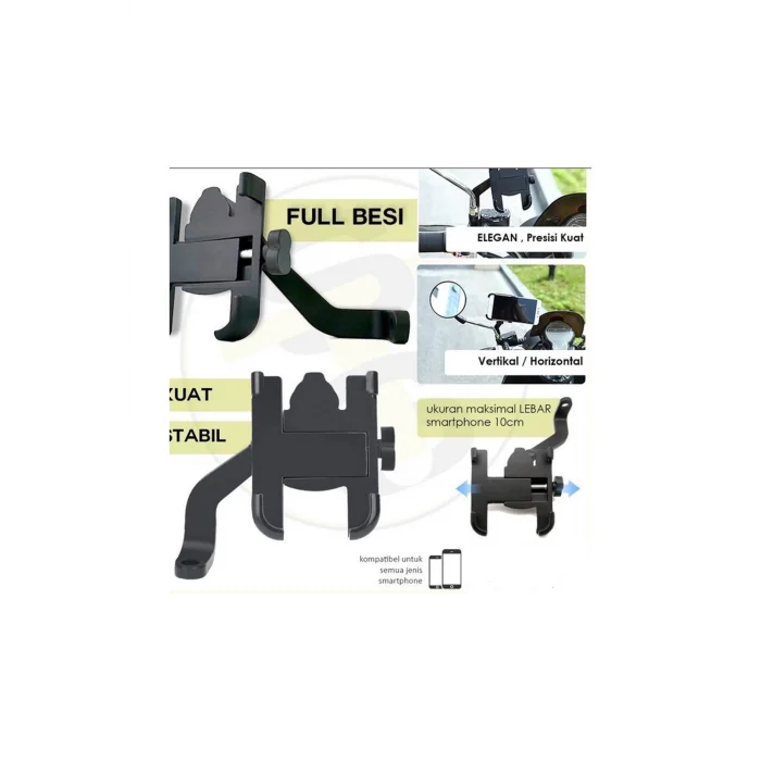 BUĞZ Alüminyum Gövdeli Metal Ayna Bağlantılı Motosiklet Telefon Tutucu 7 İnç Xl