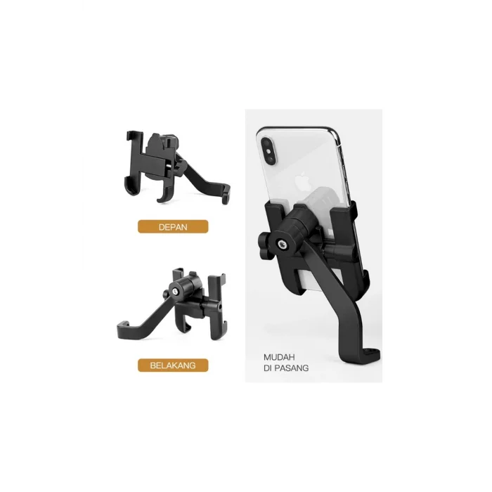 BUĞZ Alüminyum Gövdeli Metal Ayna Bağlantılı Motosiklet Telefon Tutucu 7 İnç Xl