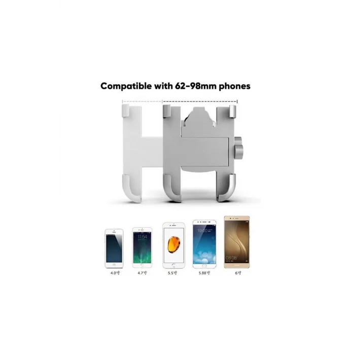 BUĞZ Alüminyum Gövdeli Metal Ayna Bağlantılı Motosiklet Telefon Tutucu 7 İnç Xl