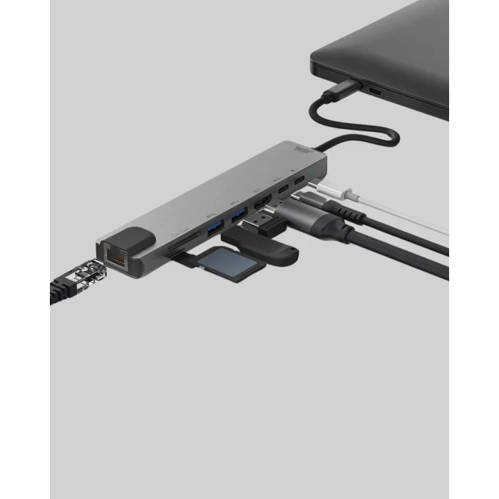 BUĞZ Alüminyum Kasalı MacBook USB-C Hub – 4K HDMI, USB 3.0, SD/TF Kart Girişi, PD Şarj Desteği