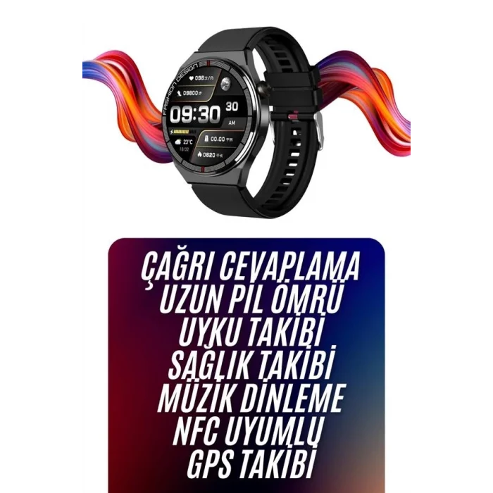 BUĞZ Amoled Ekran Akıllı Saat Üç Kordonlu İOS Android Uyumlu