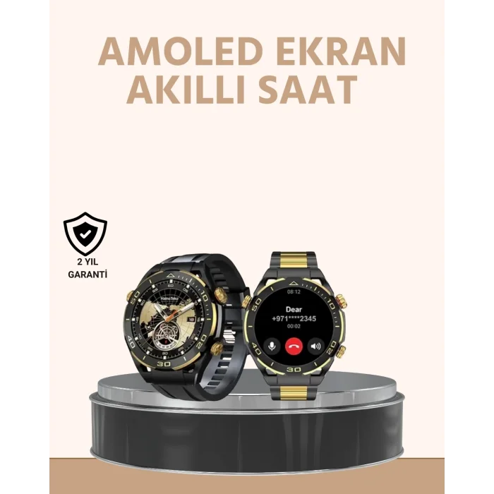 BUĞZ Amoled Ekran Akıllı Saat Uyku Nabız Adım Ölçer Su Geçirmez