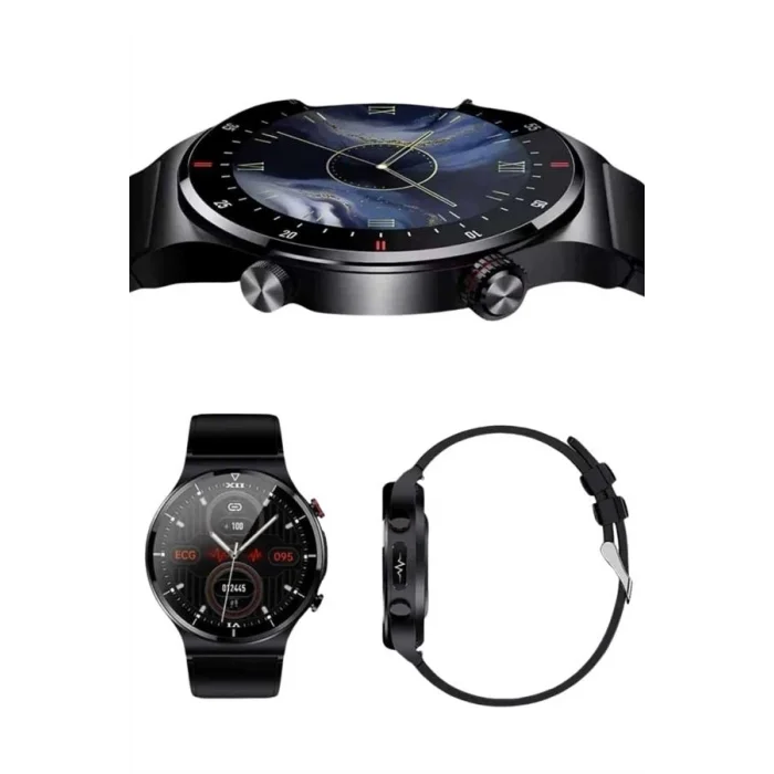 BUĞZ Amoled Ekran Metal Deri Silikon Kordonlu Uyku ve Sağlık Takibi