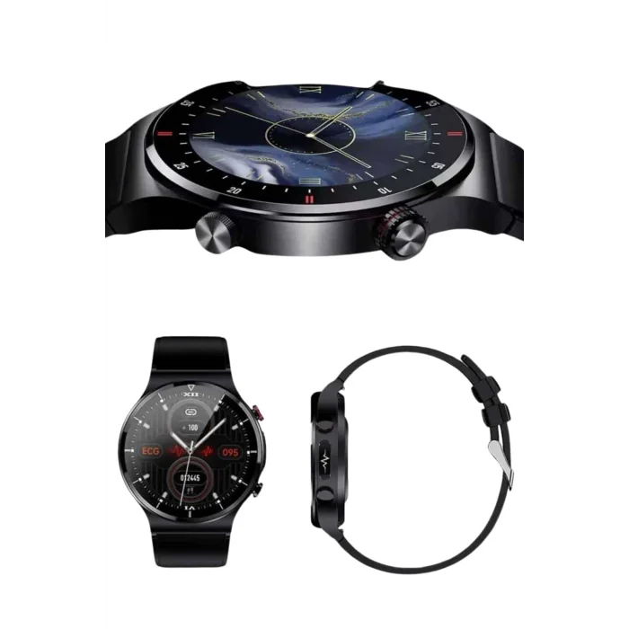 BUĞZ Amoled Ekran Metal Deri Silikon Kordonlu Uyku ve Sağlık Takibi - BUĞZ