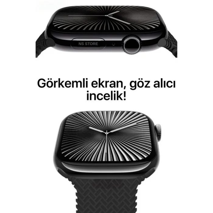 BUĞZ AMOLED Ekranlı Akıllı Saat | Nabız ve Uyku Takibi, GPS, Suya Dayanıklı, Siyah Silikon Kordon