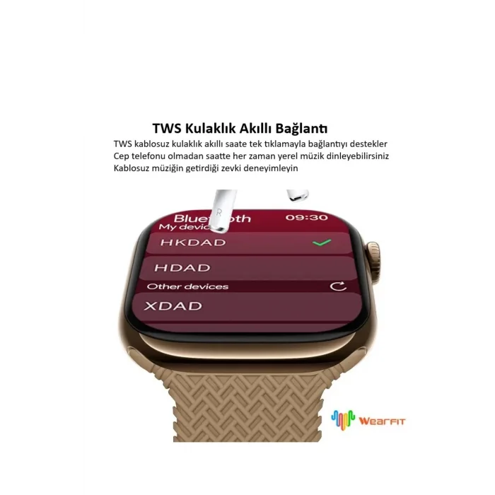 BUĞZ AMOLED Ekranlı Akıllı Saat, Ses Kaydı ve Kulaklık Eşleştirme Özellikli, GPS ve Nabız Sensörü