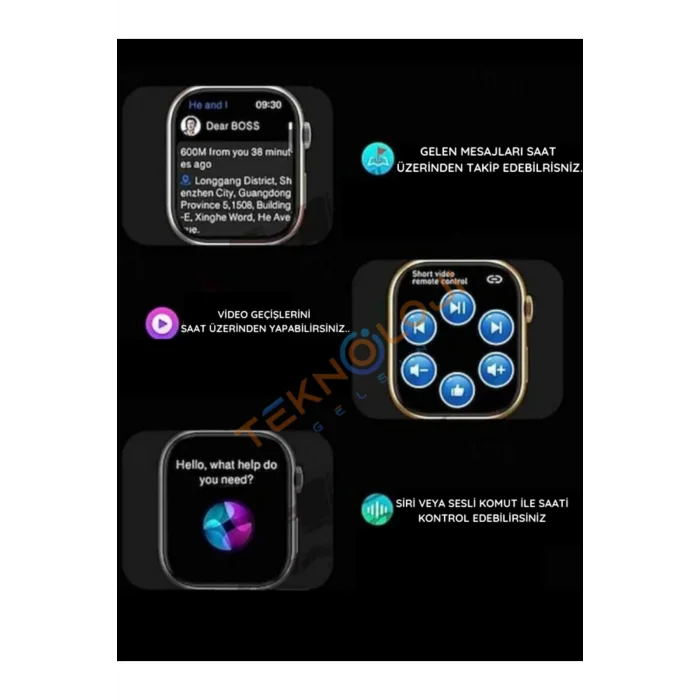 BUĞZ AMOLED ekranlı, sesli görüşme ve sağlık takip özelliklerine sahip, şık tasarımlı bir akıllı saat.