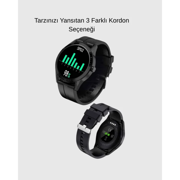 BUĞZ AMOLED Ekranlı Smartwatch – 3 Kordonlu, Kalp Atış & Uyku Takipli Akıllı Saat - Lisinya
