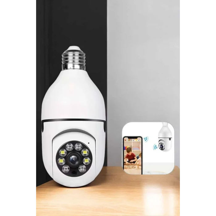 BUĞZ Ampul Görünümlü Güvenlik Kamerası Duylu Wifi Kamerası Dönebilen - BUĞZ