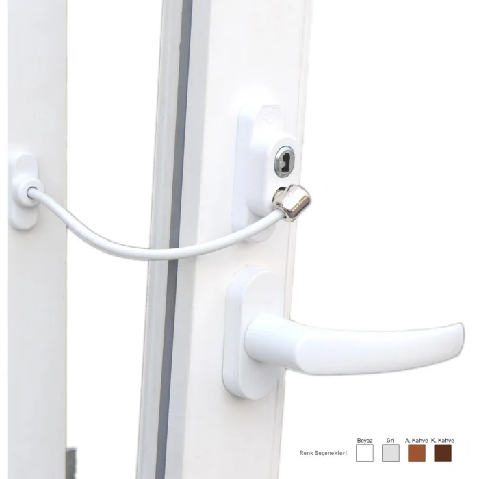 BUĞZ Anahtarlı Halatlı Pvc Kapı Pencere Emniyet Kilidi Bx40