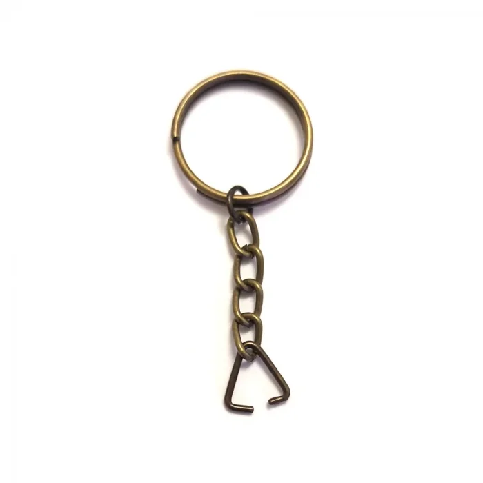 BUĞZ Eco Lounge Anahtarlık Halkası, Halka + Zincir + Üçgen, 24mm, Antik, 1 Adet