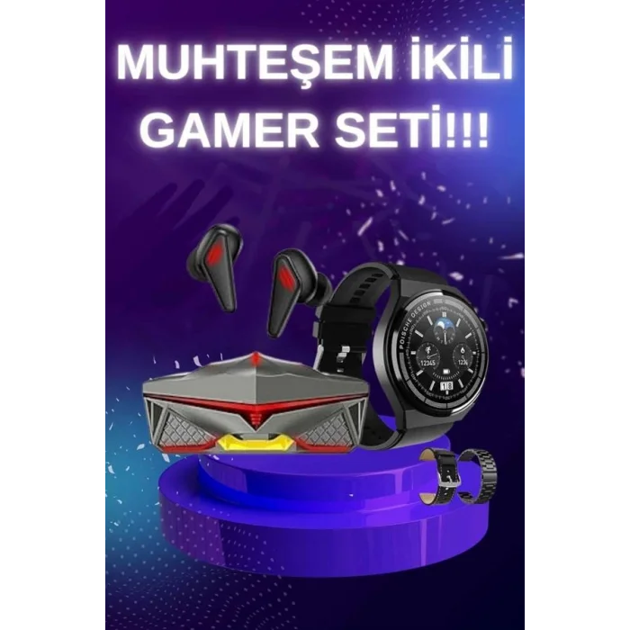 BUĞZ ANC Özellikli Bluetooth Kulaklık ve Amoled Ekran Akıllı Saat Uyku ve Sağlık Takibi Nabız Ölçer - BUĞZ