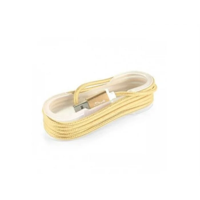 BUĞZ Android Örgü Şeklinde Renkli Çelik Şarj Data Kablosu - Gold