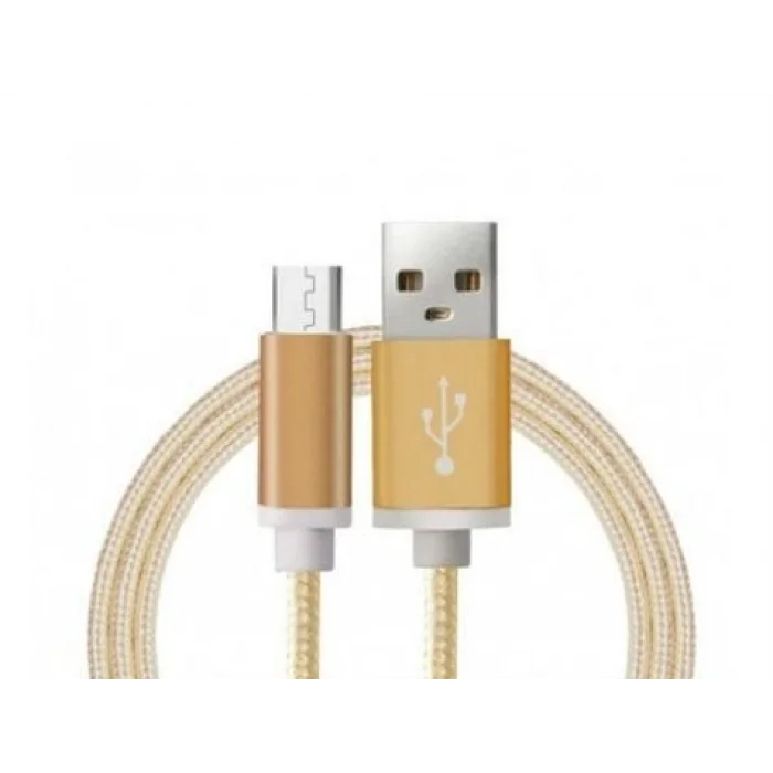 BUĞZ Android Örgü Şeklinde Renkli Çelik Şarj Data Kablosu - Gold