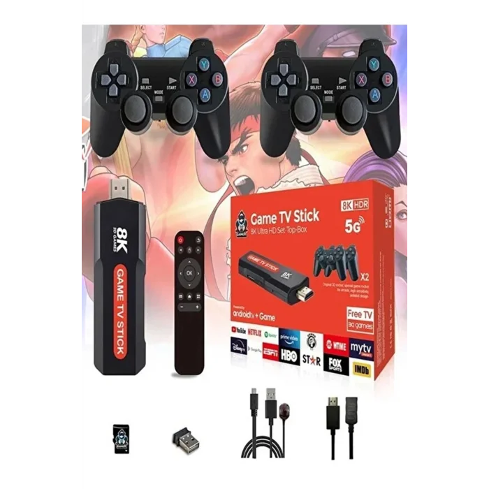 BUĞZ Android TV uyumlu retro oyun konsolu 2 kollu Bluetooth destekli çok renkli - Elektronik