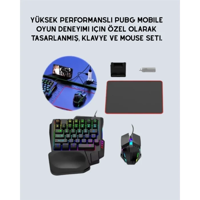  Android ve iOS Uyumlu Klavye Mouse Oyun Seti – Gecikmesiz Bağlantı, Tak-Çalıştır Özellikli