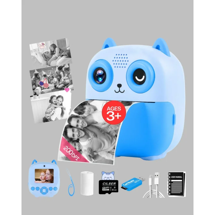 BUĞZ Anında Baskı Özellikli Çocuk Kamerası 48MP 1080P Çift Lens 32GB Destekli - Lisinya