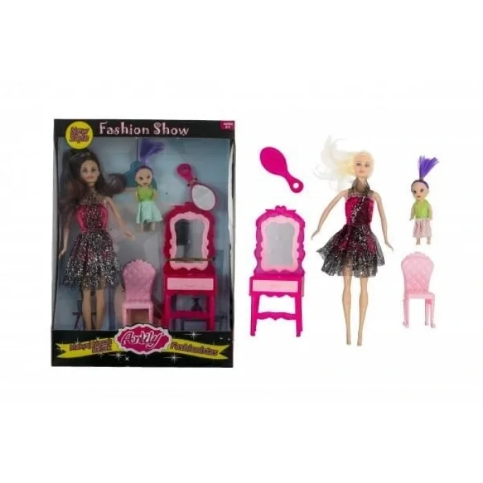 BUĞZ Anlily Bebek ve Oyuncak Makyaj Masası Yavrulu Bebekli