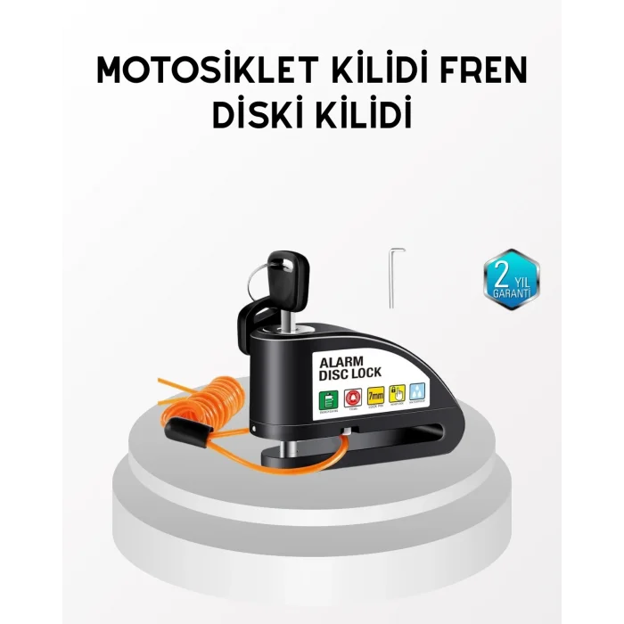 BUĞZ Anti Hırsızlık 110 dB Alarm Disk Fren Kilidi Suya Dayanıklı Çelik Güvenlik Kilidi