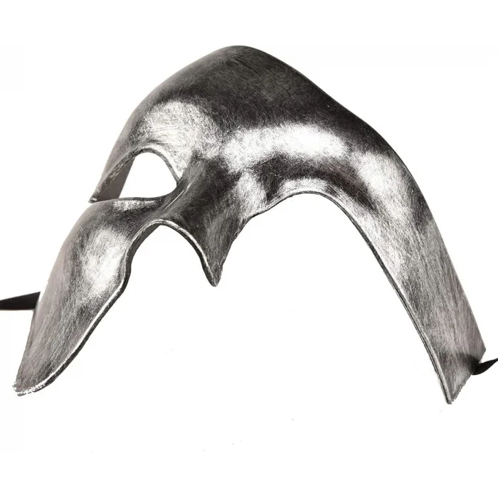 BUĞZ Antik Eskitme Gümüş Erkek Yarım Maske - Phantom & Balo Maskesi
