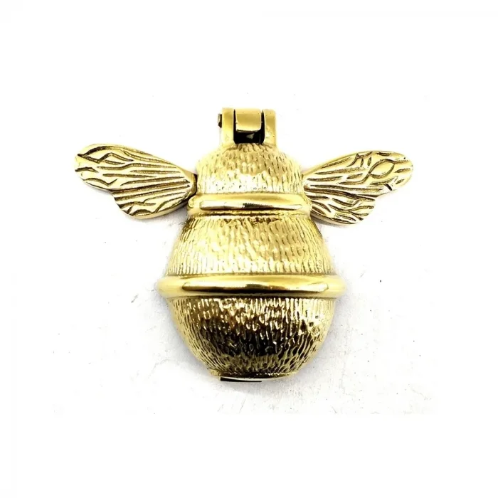 BUĞZ Antika Tarz Dekoratif Pirinç Arı Kapı Tokmağı, Taktak - Küçük,123x150mm, Sarı