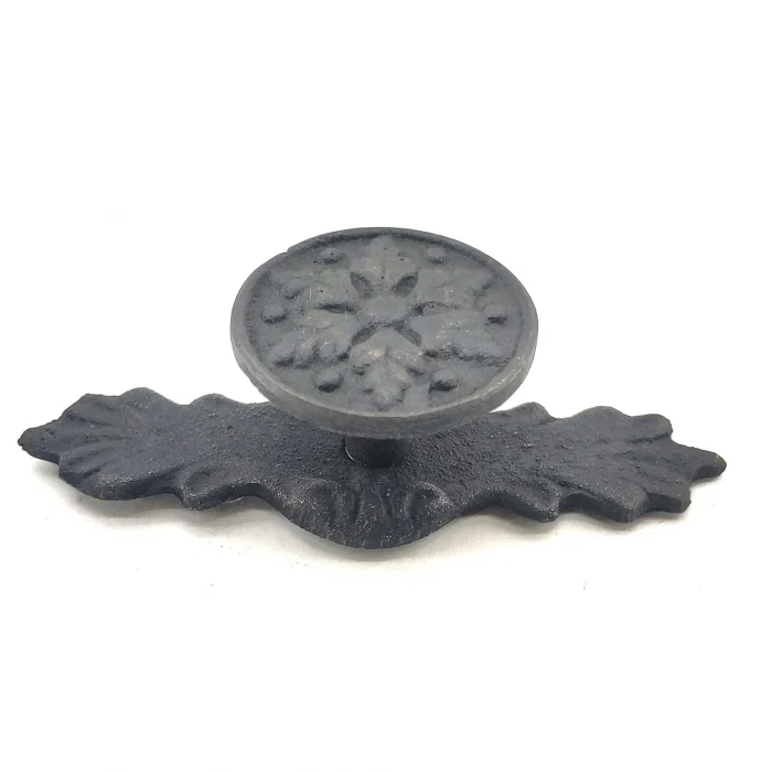 BUĞZ Eco Lounge Antika Tarz Dekoratif Pirinç Çiçek Düğme - 27x70 mm, Oksit