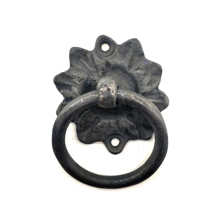 BUĞZ Antika Tarz Dekoratif Pirinç Çiçek Mobilya Kulbu, Kapı Kilit Halkası - 50mm, Oksit