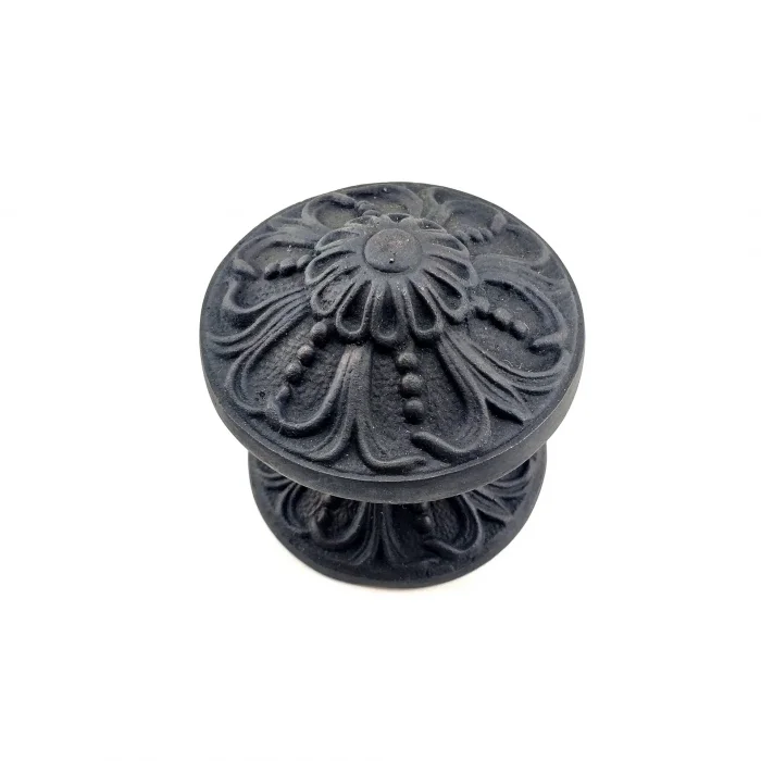 BUĞZ Antika Tarz Dekoratif Pirinç Çiçekli Kapı Tokmağı - 80 Mm Çap, Oksit