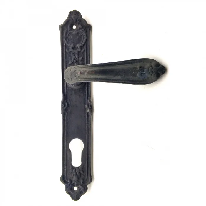 BUĞZ Antika Tarz Dekoratif Pirinç Çiçekli Oda Kapı Kolu - 240x40 Mm, Oksit